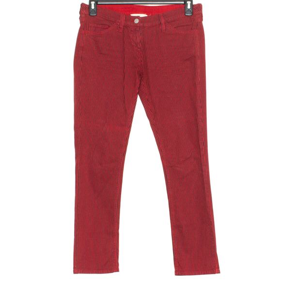 Etoile Isabel Marant Womens Jeans Skinny Stripe Zip Fly Red Black Size Medium GK - Picture 1 of 2